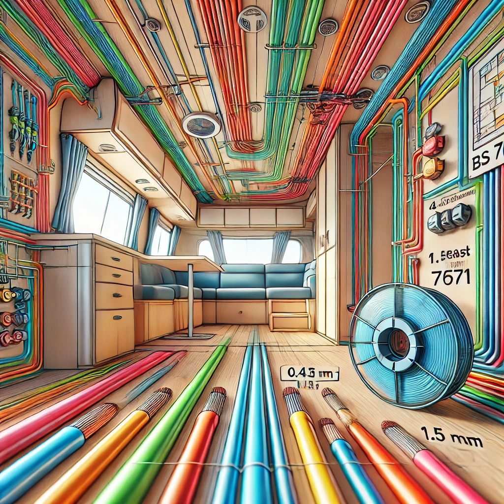 mini Cover Image for How should cables and conductors be supported and sized in caravans and motor caravans according to BS 7671?