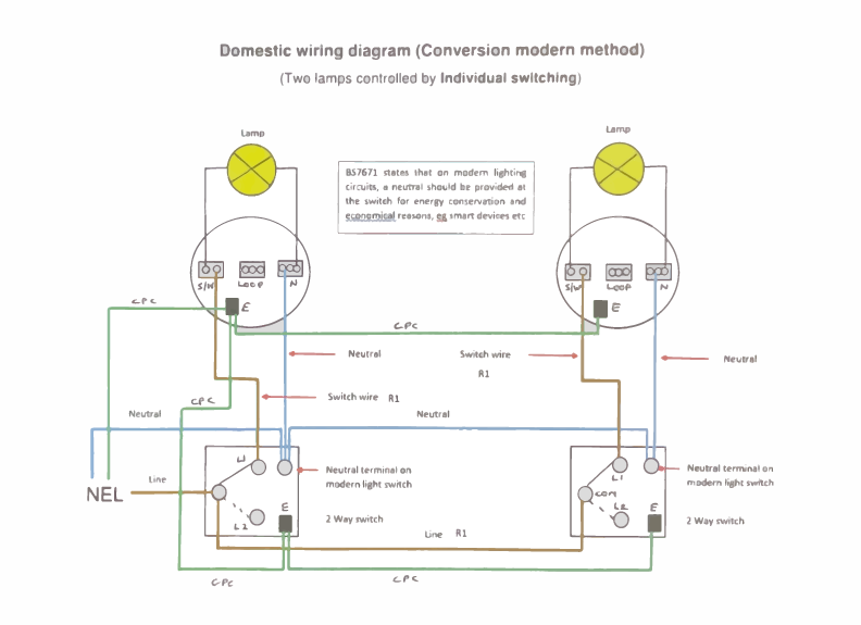 Conversion Method - Two Lamps Controlled by Individual Switching